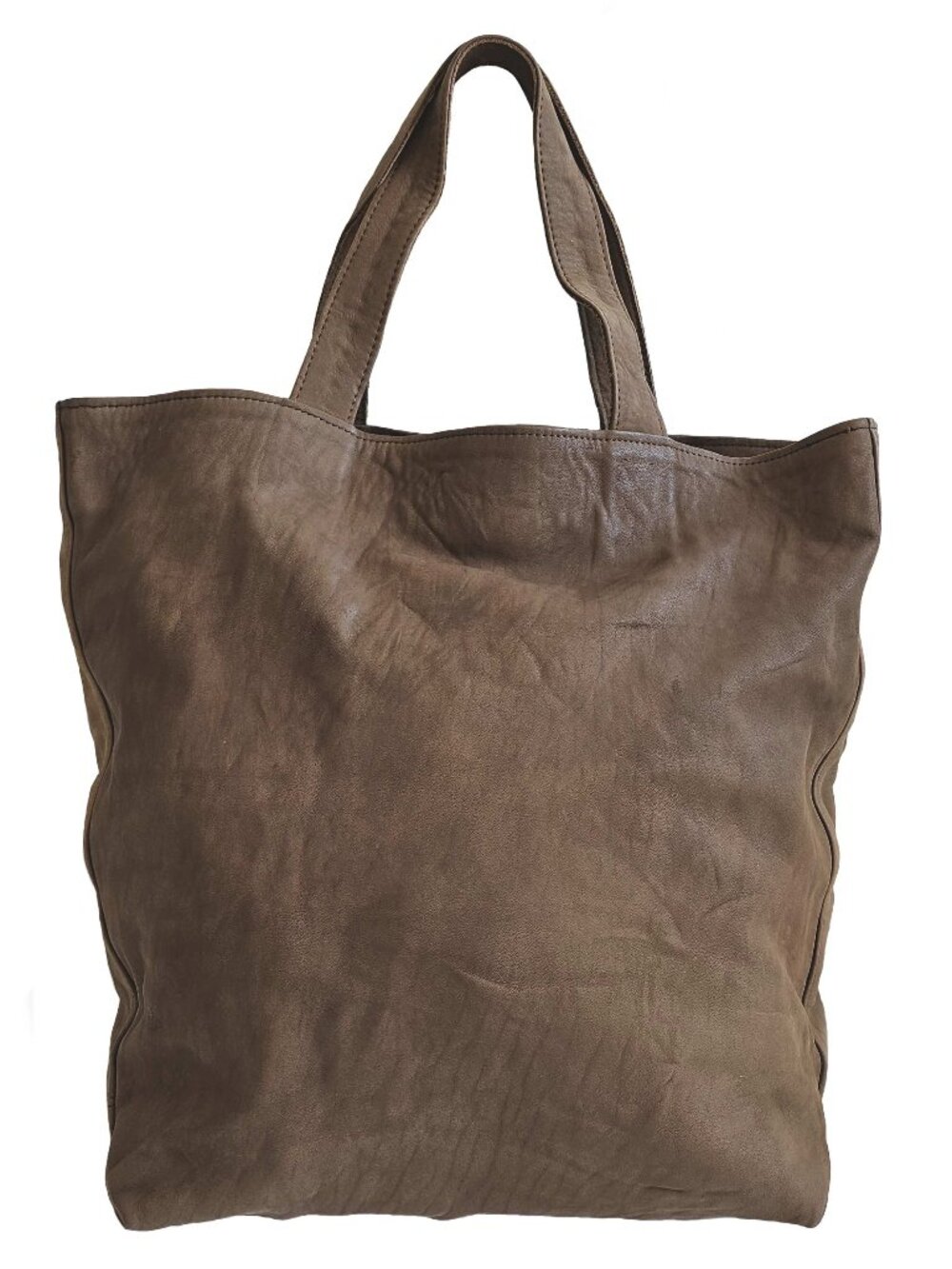 CHRISTIAN PEAU BROWN DISTRESSED LEATHER TOTE